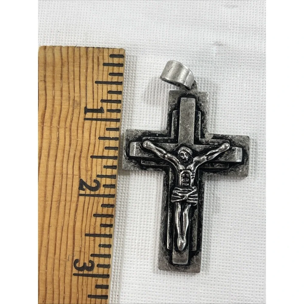 Large Stainless‎ Steel Cross Pendant Crucifix Heavy Men's Religious Jewelry